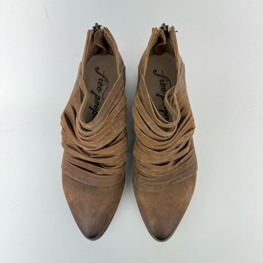 Free People size 37/7 Women’s Lost Valley Tan Leather Strappy Ankle Boots - Picture 4 of 11